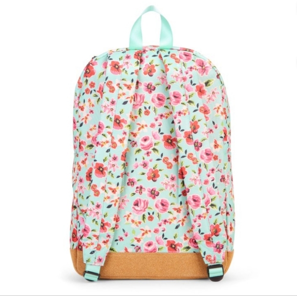 No Boundaries  Mist Mint Floral  Suede  Bottom Backpack - Picture 2 of 13